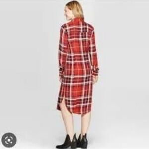Plaid Red Shirt Dress